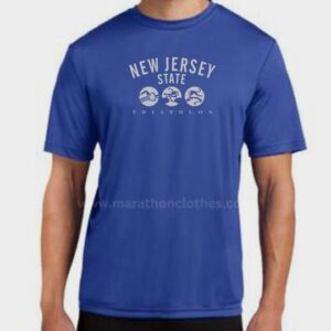 wholesale blue captioned short sleeve marathon t-shirt manufacturer