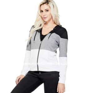 wholesale thin zip-up longs sleeve marathon fleece jacket for women